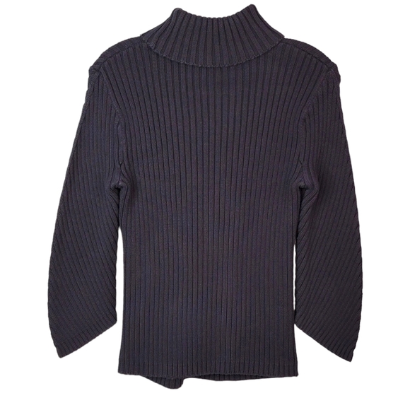 J. Crew 100% Cotton 3/4 Length Sleeve Flirty Spring Turtle Neck Coal Sweater M - Picture 3 of 12